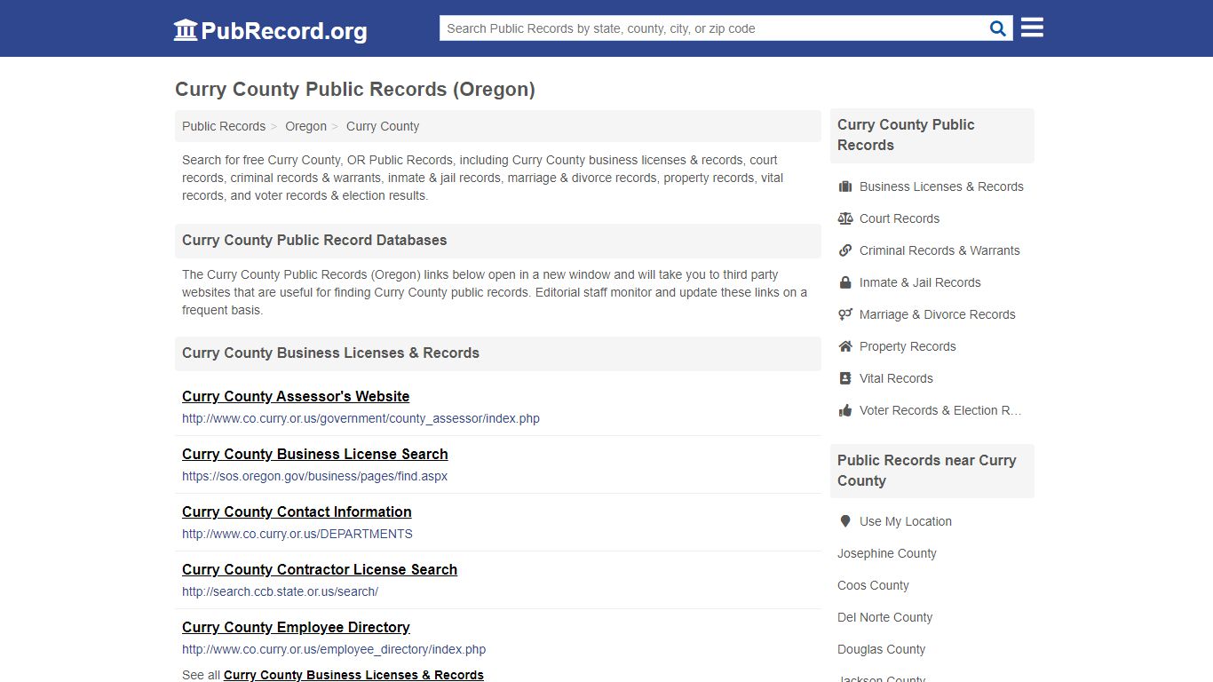 Free Curry County Public Records (Oregon Public Records) - PubRecord.org